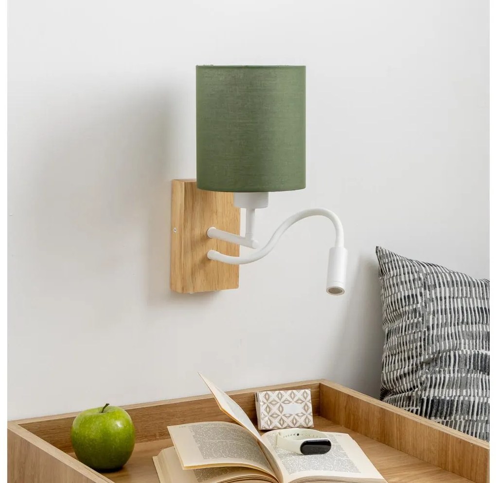 Brilagi - LED Fali lámpa NUBILA WOOD 1xE27/25W/230V + LED/3W tölgy/zöld