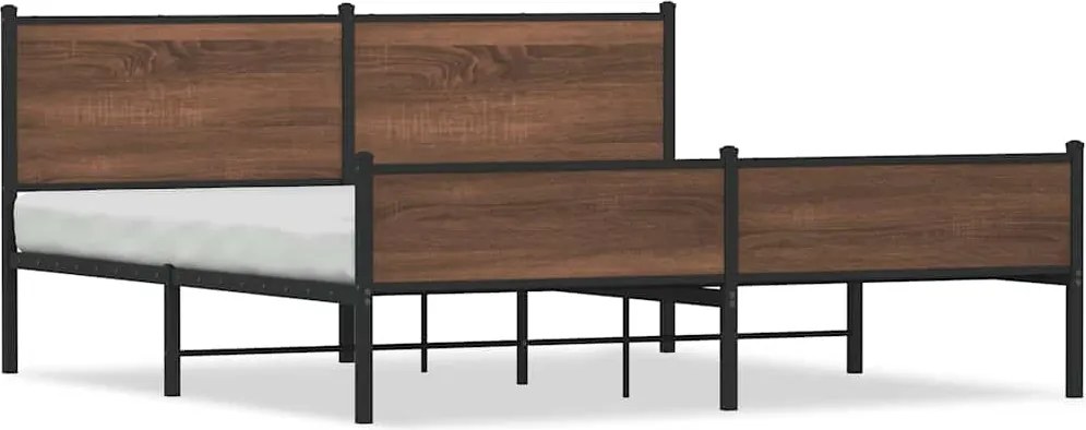 vidaXL barna tölgy színű fém ágykeret matrac nélkül 183 x 213 cm