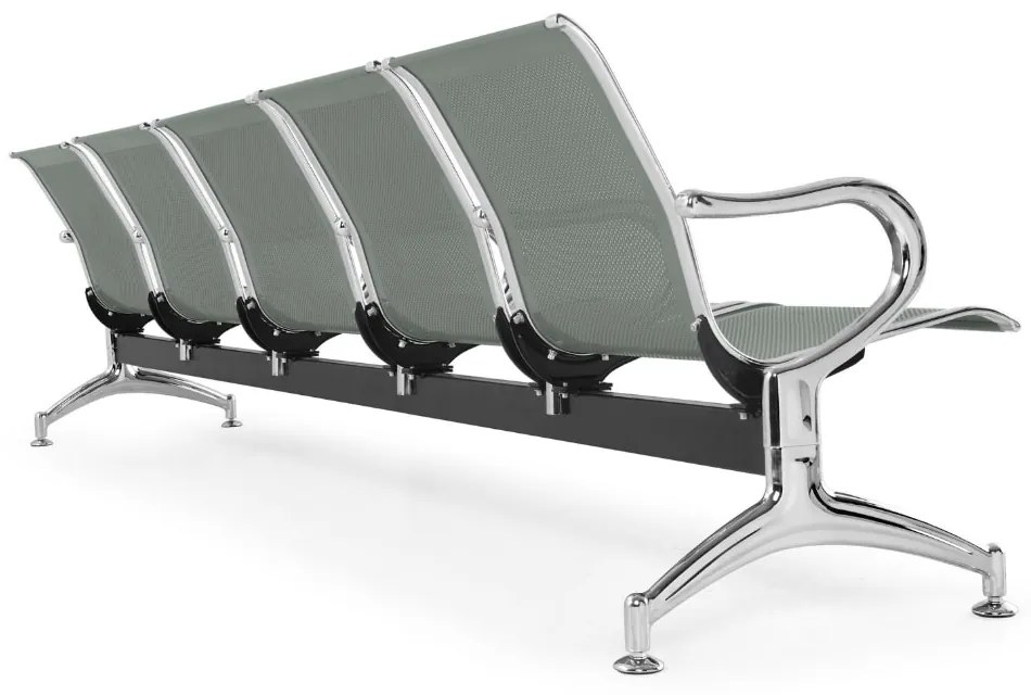 Fém pad a váróterembe REST, 5 ülés, szürke