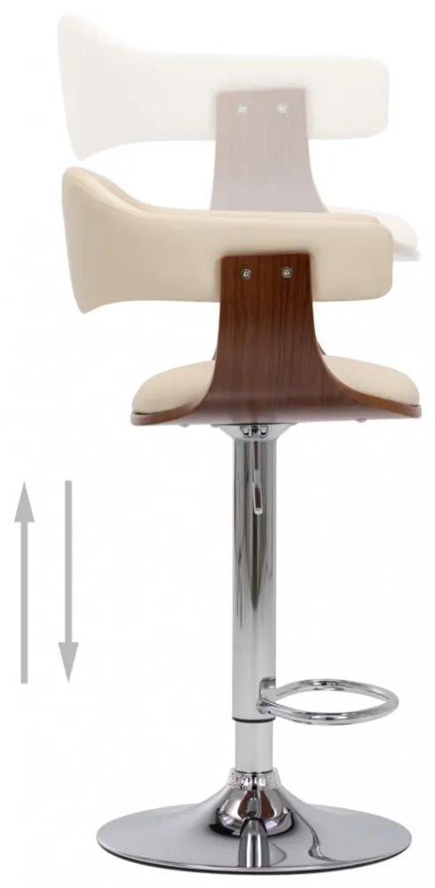 2 darab krémszínű hajlított fa és műbőr bárszék