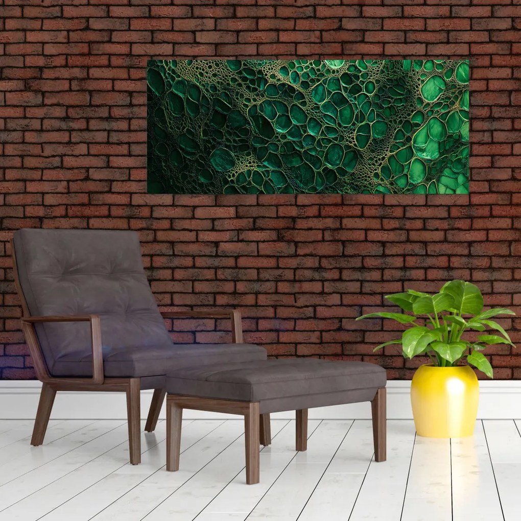 Kép - Zöld mikroszkópos kép (120x50 cm)