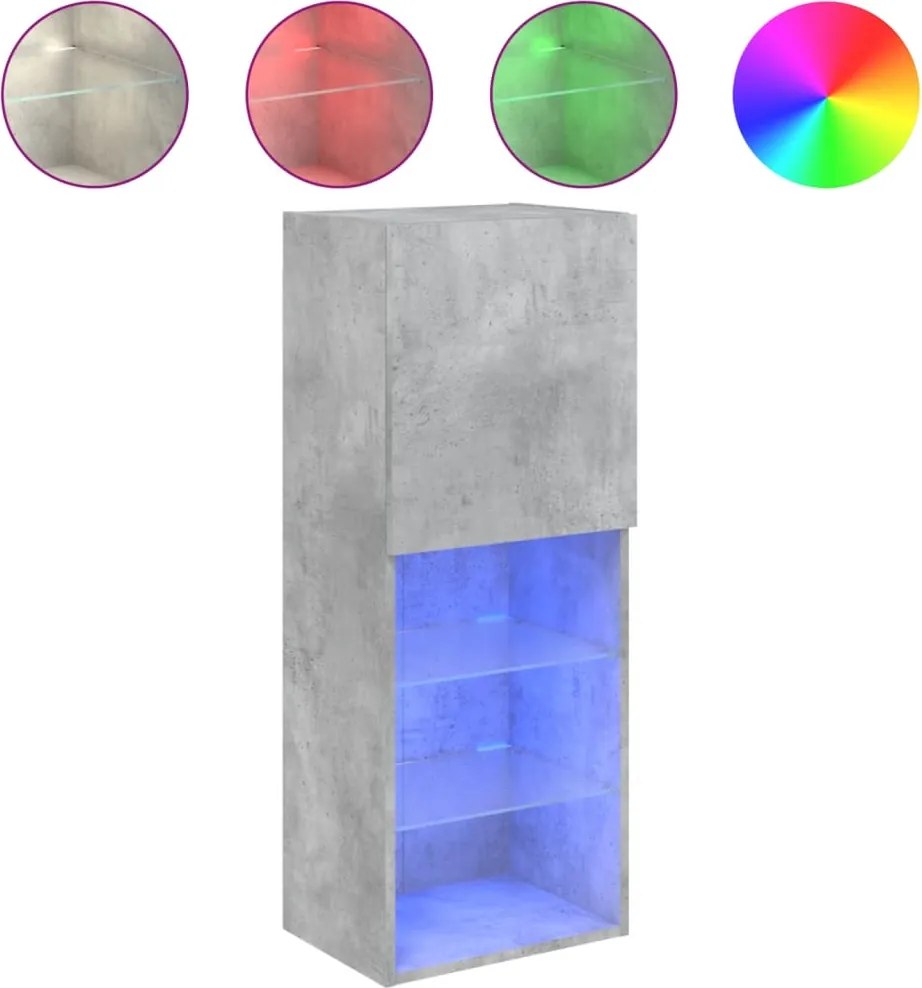 vidaXL betonszürke TV-szekrény LED lámpákkal 40,5 x 30 x 102 cm