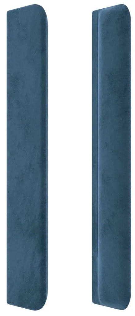 kék bársony fejtámla szárnyakkal 203x16x118/128 cm