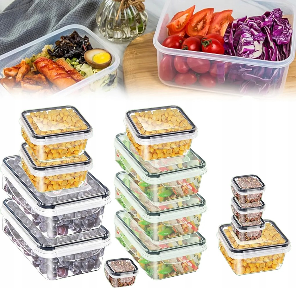 12x Konyhai légmentesen záródó ételtároló dobozok tömítéssel tároló szett