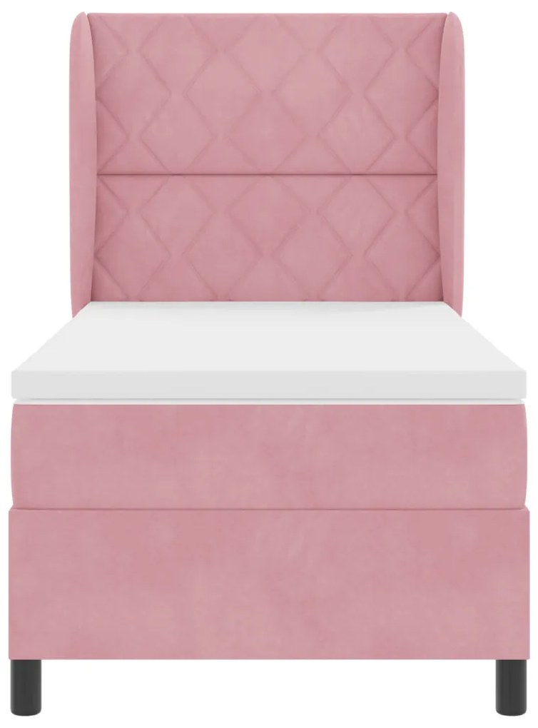 Boxspring Ágy Matrac Nappaliban Rózsaszín, 90x190 cm, Bársonyos