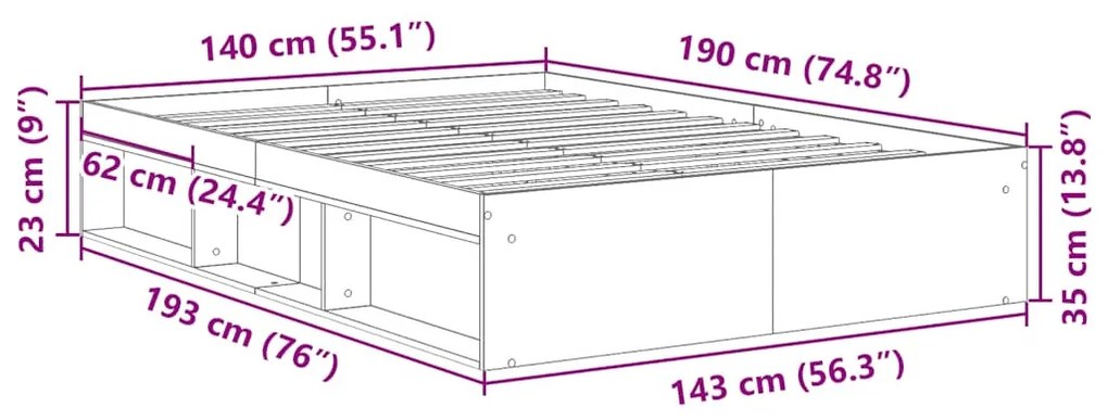 antik fa szerelt fa ágykeret matrac nélkül 140x190 cm