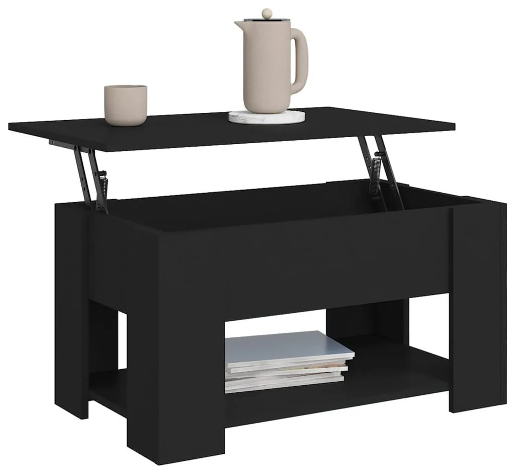 Fekete szerelt fa dohányzóasztal 79 x 49 x 41 cm