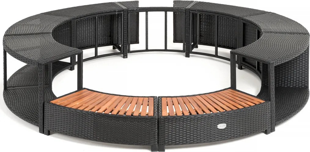 Lay-Z-Spa kör alakú rattan pezsgőfürdő bútor, 180 cm, fekete