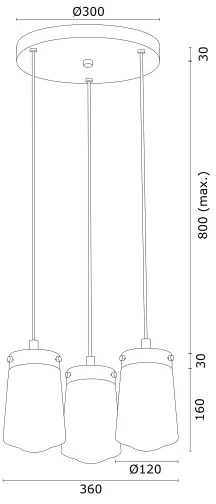 Argon 6164 - Csillár zsinóron PASADENA 3xE27/15W/230V arany/fehér
