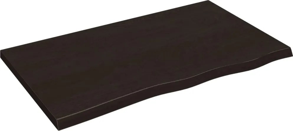 vidaXL sötétbarna kezelt tömör fa fürdőszobai pult 100x60x(2-4) cm