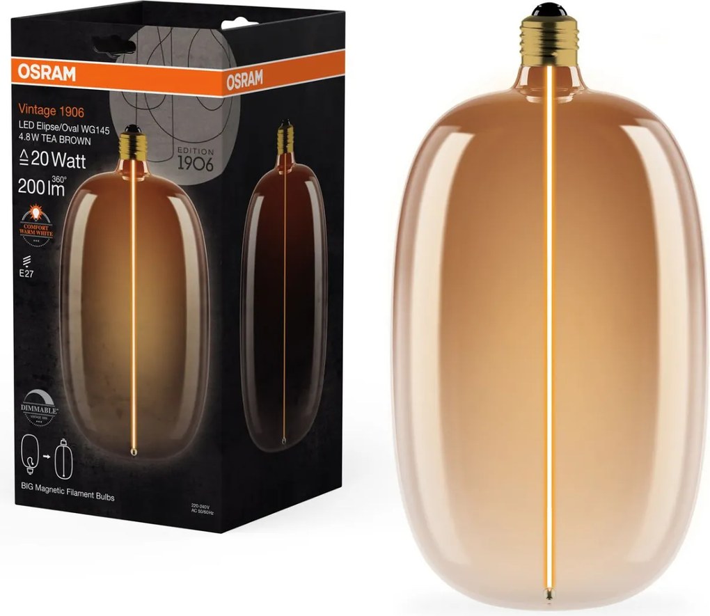 Ledvance barna Led izzó E27 4.8W Vintage Elipse/ovális, meleg fehér