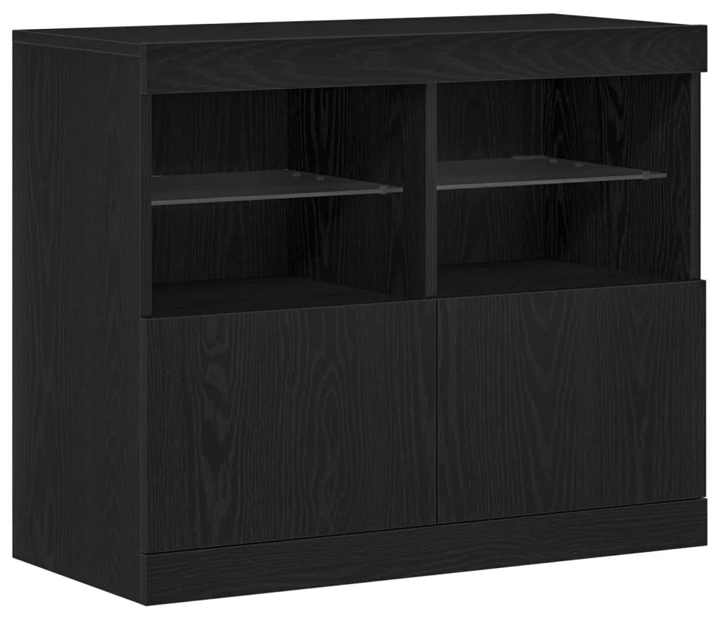 Oldalszekrény LED Műszaki Fekete tölgy 81x37x67 cm