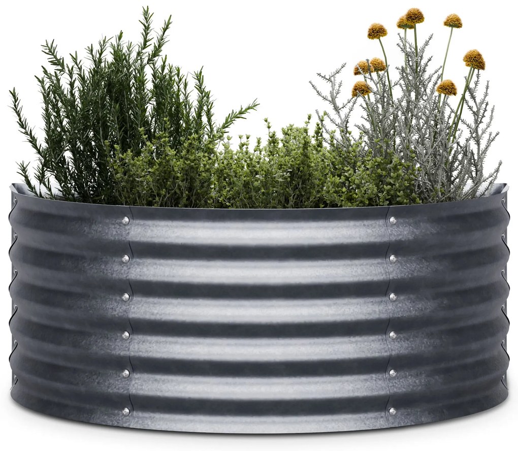 High Grow Half Circle, félkör alakú magaságyás, 105x43x60 cm, hullámos acéllemezből, egyszerű összeszerelés, rozsda- és fagyálló