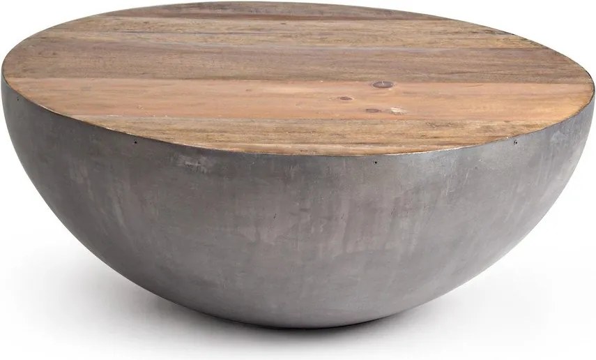 Szürke-natúr színű fém kerek dohányzóasztal ø 90 cm Lancaster – Bizzotto