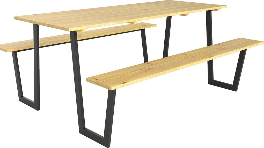 Outsunny 3 darabos Fa Sör sátor szett, napernyőnyílással, 2 db sörpad, Kert bútor szett teraszhoz, kempinghez, 175 x 148 x 78 cm Természetes Fa | Aoso
