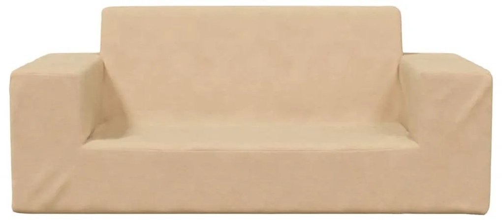 kétszemélyes krémszínű puha plüss gyerekkanapé