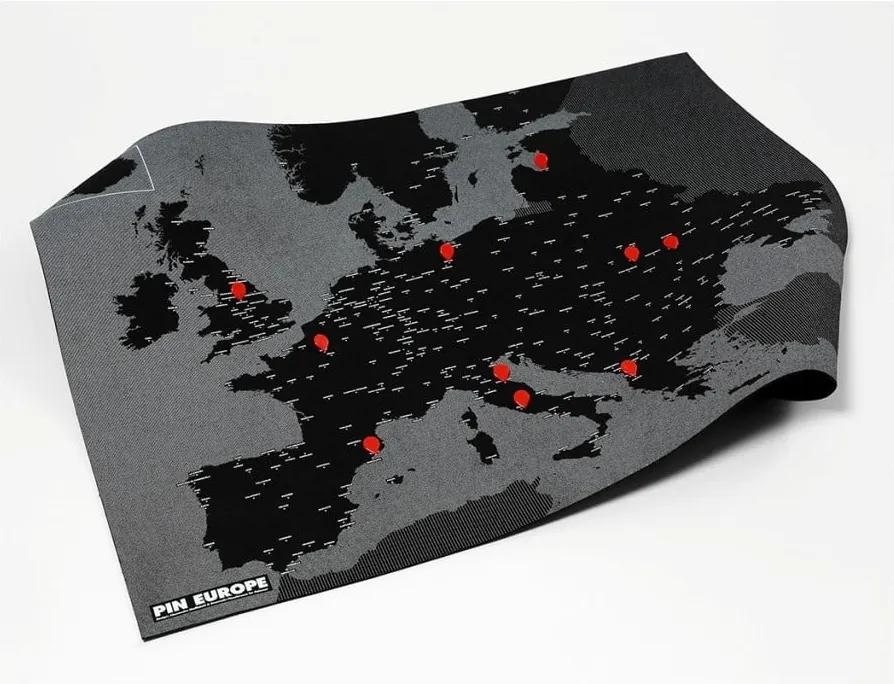 Pin World fekete Európa falitérkép, 100 x 80 cm - Palomar