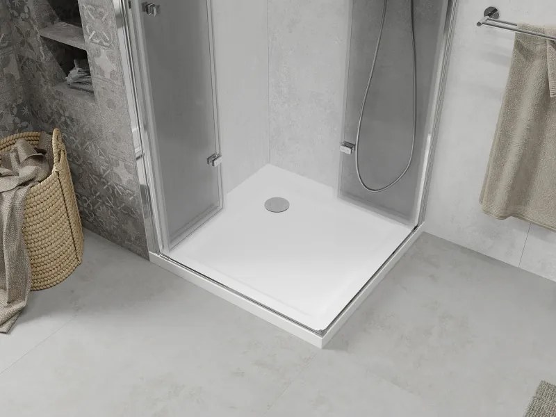 Mexen Lima Duo összecsukható zuhanykabin 90 x 90 cm, átlátszó, króm + Flat zuhanytálca - 856-090-090-01-02-4010