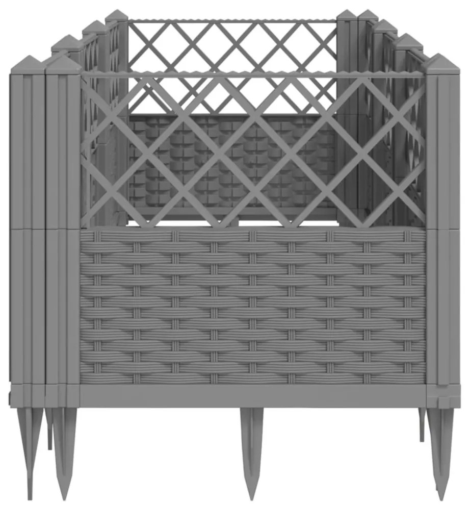 világosszürke PP kerti virágláda cövekekkel 123,5x43,5x43,5 cm