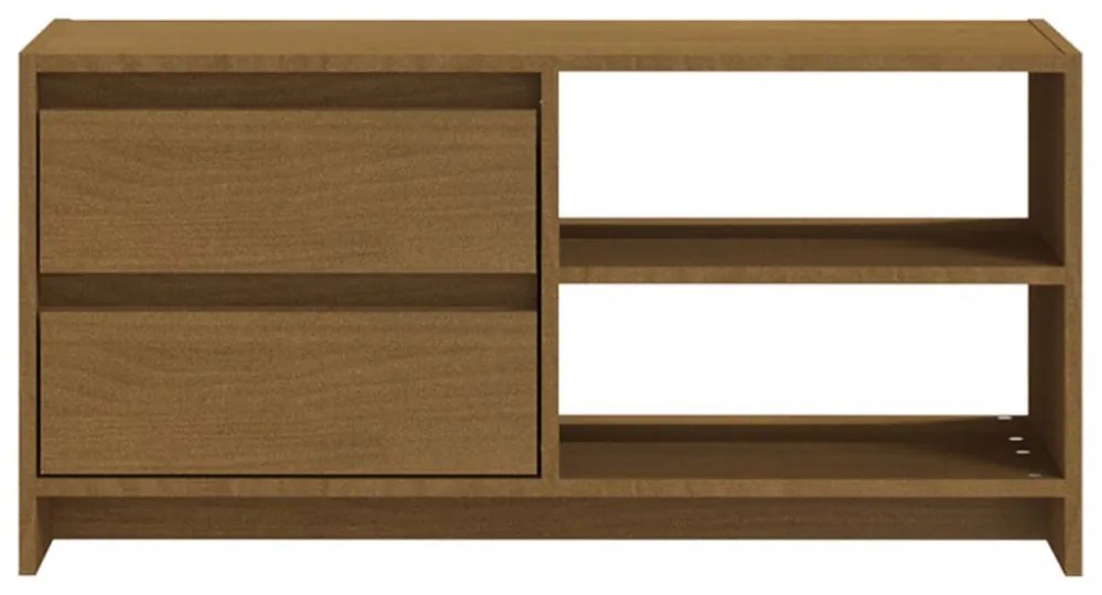mézbarna tömör fenyőfa TV-szekrény 80 x 31 x 39 cm