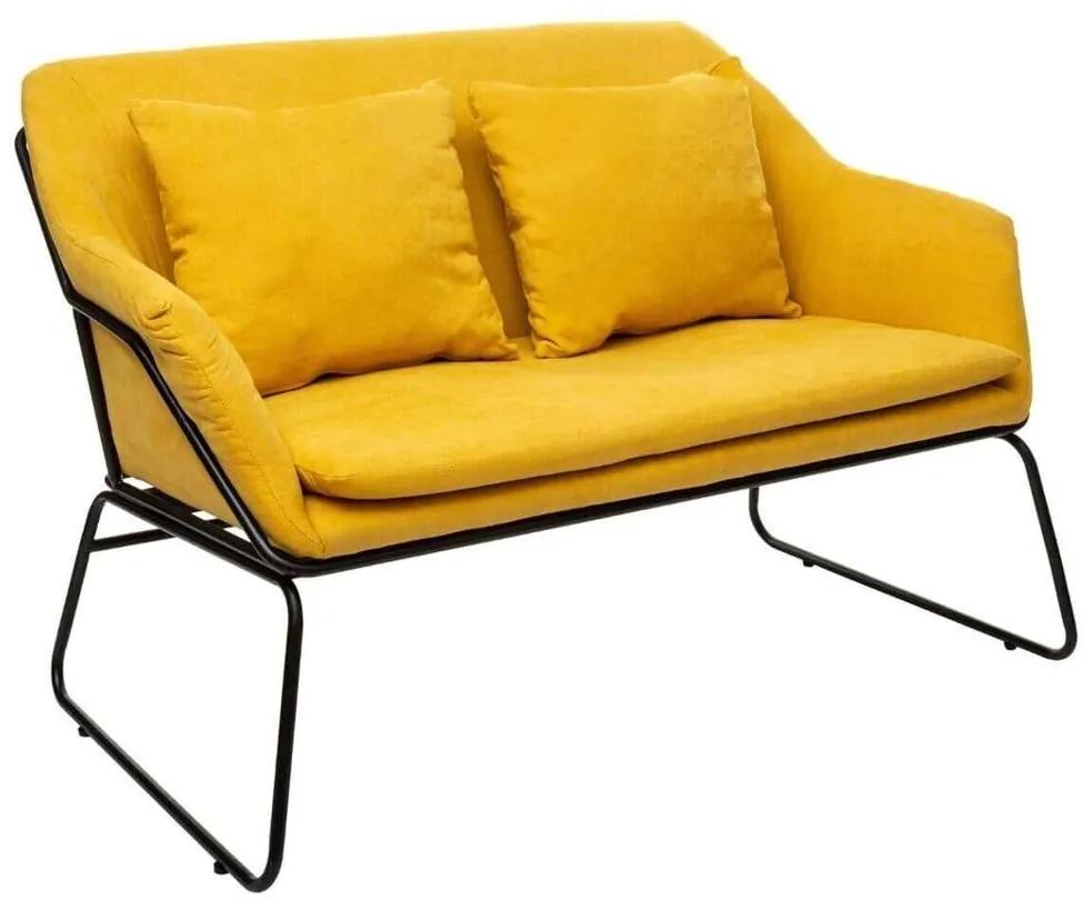 2 személyes csővázas kanapé, párnákkal, napsárga - SAVANAH