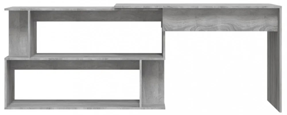 szürke sonoma színű szerelt fa sarokasztal 200 x 50 x 76 cm