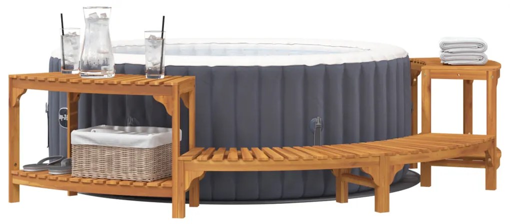 Jakuzzi Környezet Félig Kerek 252x111.5x55.5 cm Tömör Akácfa