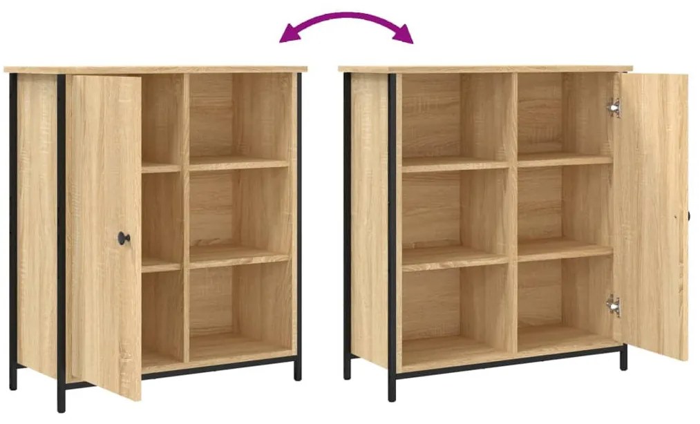 sonoma tölgy színű szerelt fa tálalószekrény 70 x 30 x 80 cm