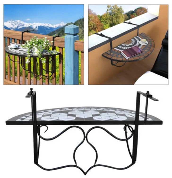 Lehajtható balkon asztal - fekete