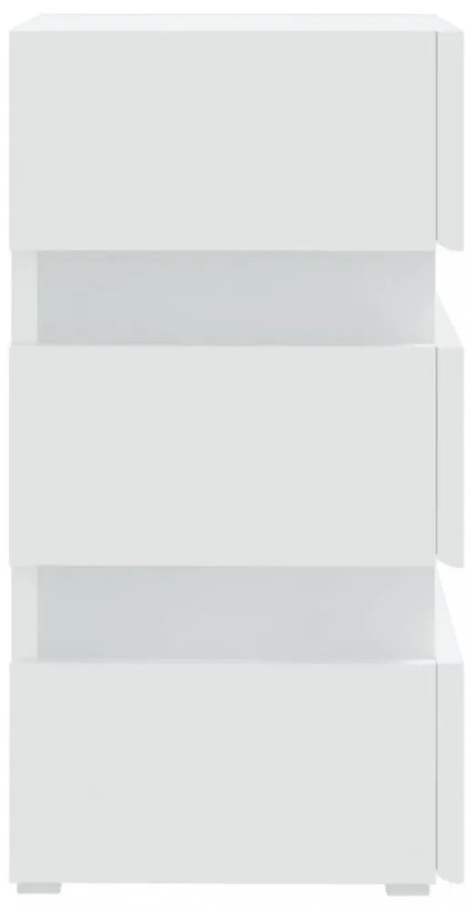 fehér szerelt fa LED-es éjjeliszekrény 45 x 35 x 67 cm