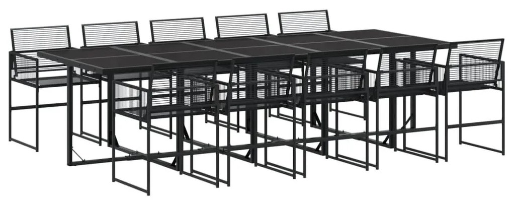 11 részes fekete polyrattan kerti étkezőgarnitúra