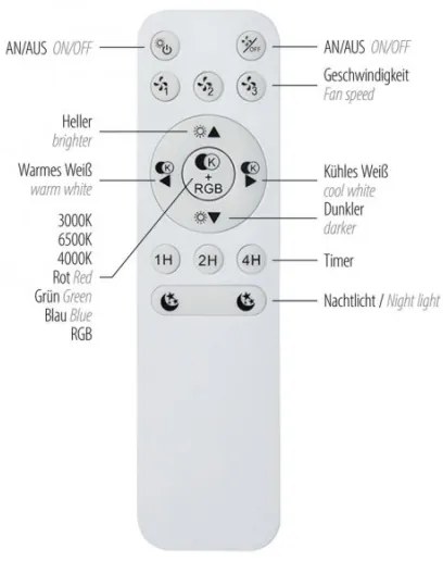 JUST LIGHT. 14447-18 - LENO LED RGBW mennyezeti ventilátor 44W/230V + DO