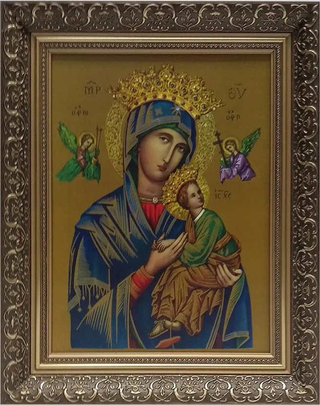 Vászonkép 51x41cm Szűzanya szüntelen segítség arany keret