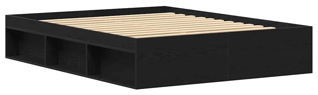 fekete tölgy színű szerelt fa ágykeret matrac nélkül 150x200 cm