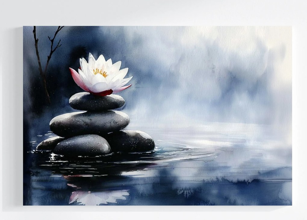 Vászonkép Canvas Lótusz Virág Kert Kövek Harmónia Zen 120x80