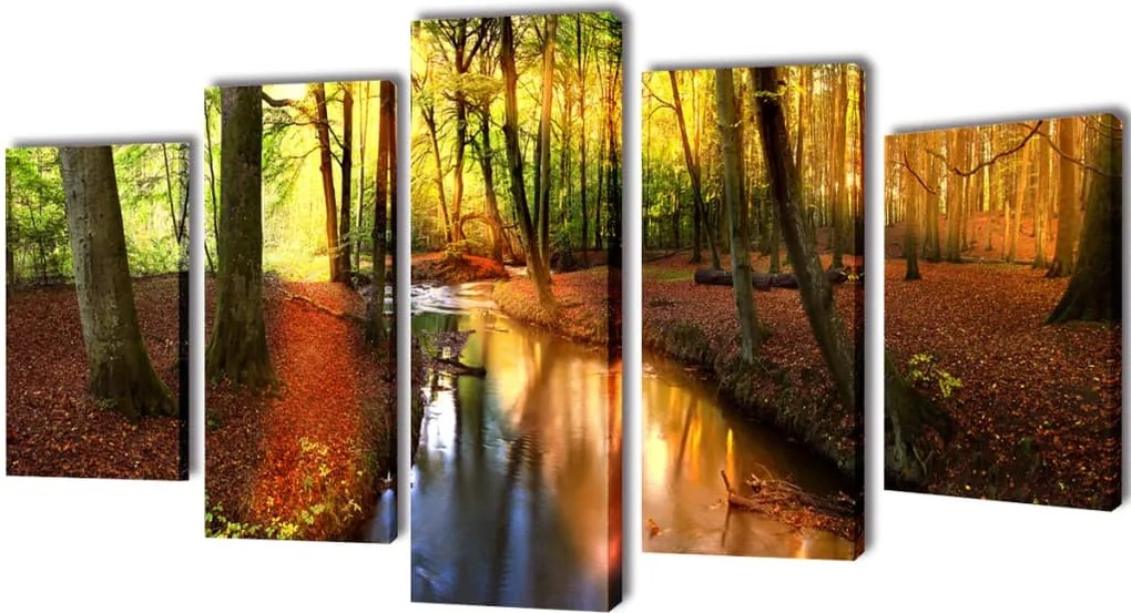 vidaXL Vászon falikép szett erdő 100 x 50 cm