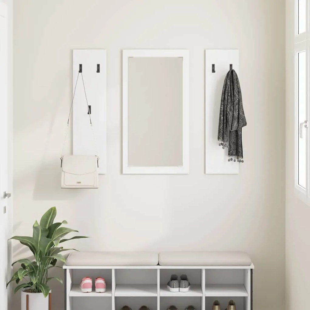 Fali Kabáthorog Falra szerelhető Fehér 96 x 1.5 x 90 cm Faanyag