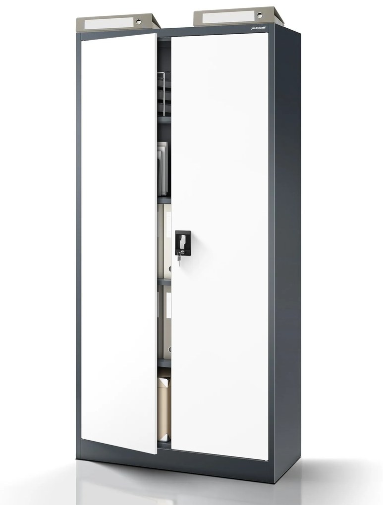 Fém iratszekrény JAN, 900 x 1850 x 400 mm, antracit-fehér