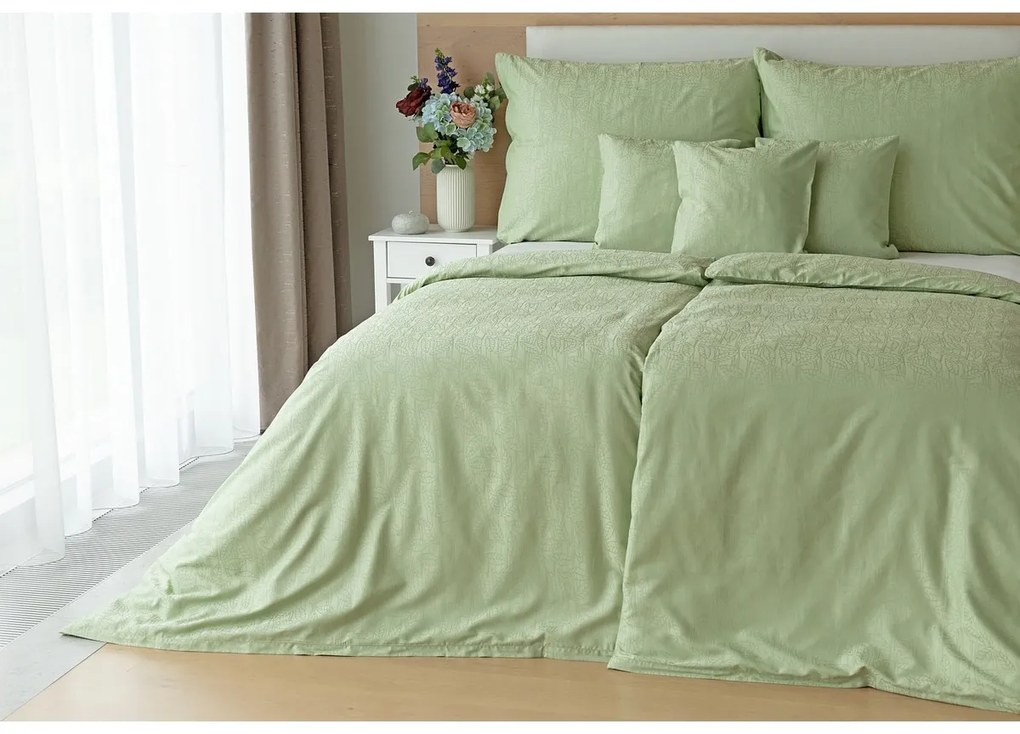 Matějovský Sofie Light Green bambusz damasztágyneműhuzat, 140 x 200 cm, 70 x 90 cm, 140 x 200 cm, 70 x 90 cm