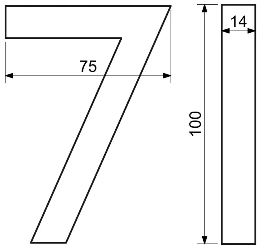 "7" házszámú, RN.100LV, szálcsiszolt, fekete