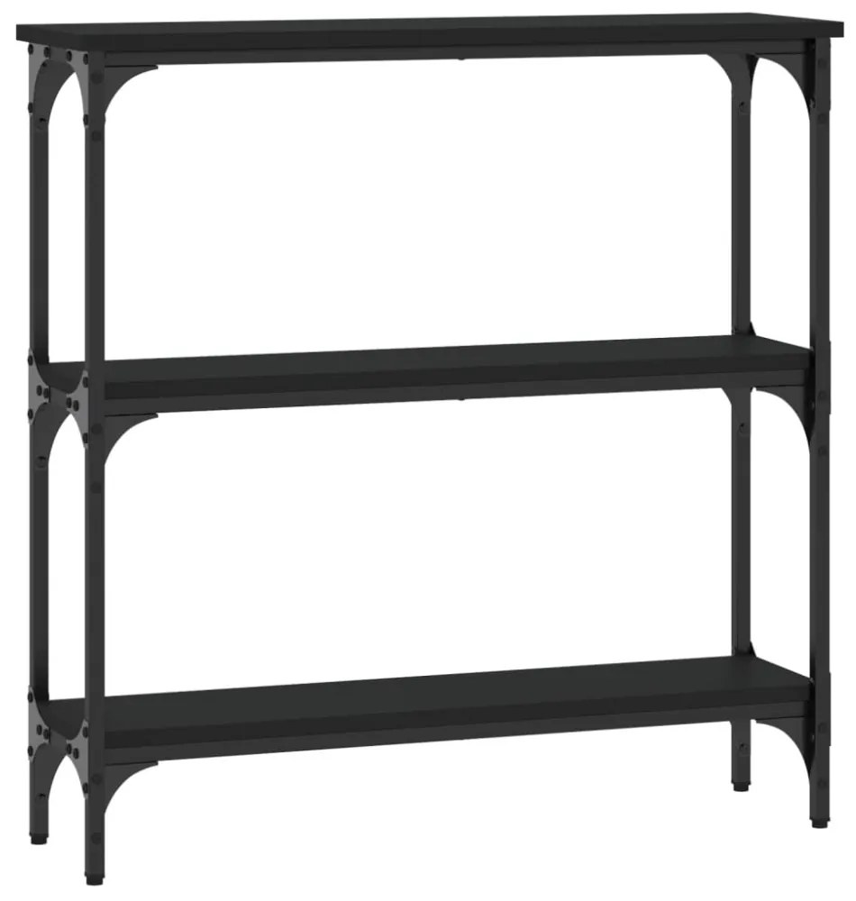 fekete szerelt fa tálalóasztal 75x22,5x75 cm