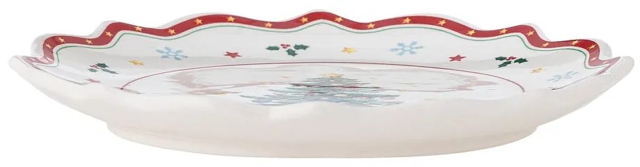 Piros-krémszínű kerámia szervírozó tányér karácsonyi mintával ø 17 cm Naive – Bloomingville