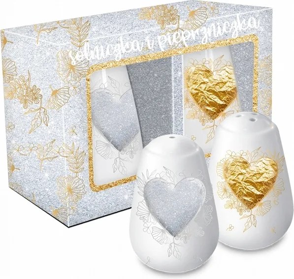 Sószóró Borsszóró Szív Szett Arany-ezüst Szuper Kiegészítő Az Asztalra