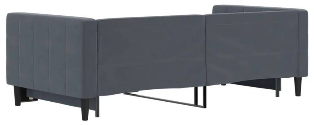 sötétszürke kihúzható bársony heverő 90 x 190 cm