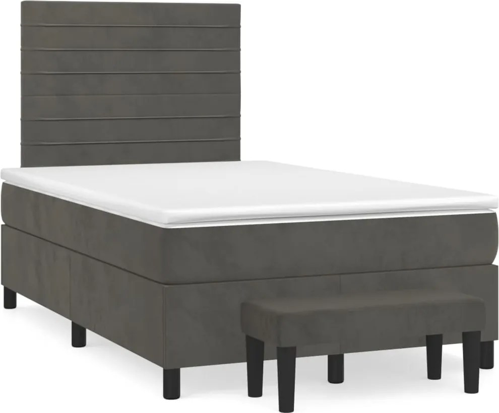 vidaXL sötétszürke bársony rugós ágy matraccal 120 x 200 cm