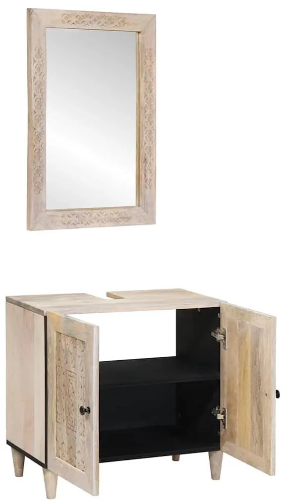Fürdőszoba bútor szett tárolóval 2 pcs Fehér 62 x 33 x 58 cm