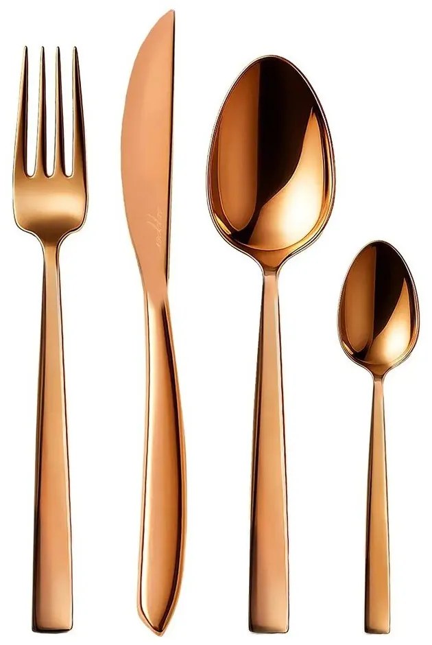 Rézszínű rozsdamentes acél evőeszköz készlet 24 db-os Copper – Orion