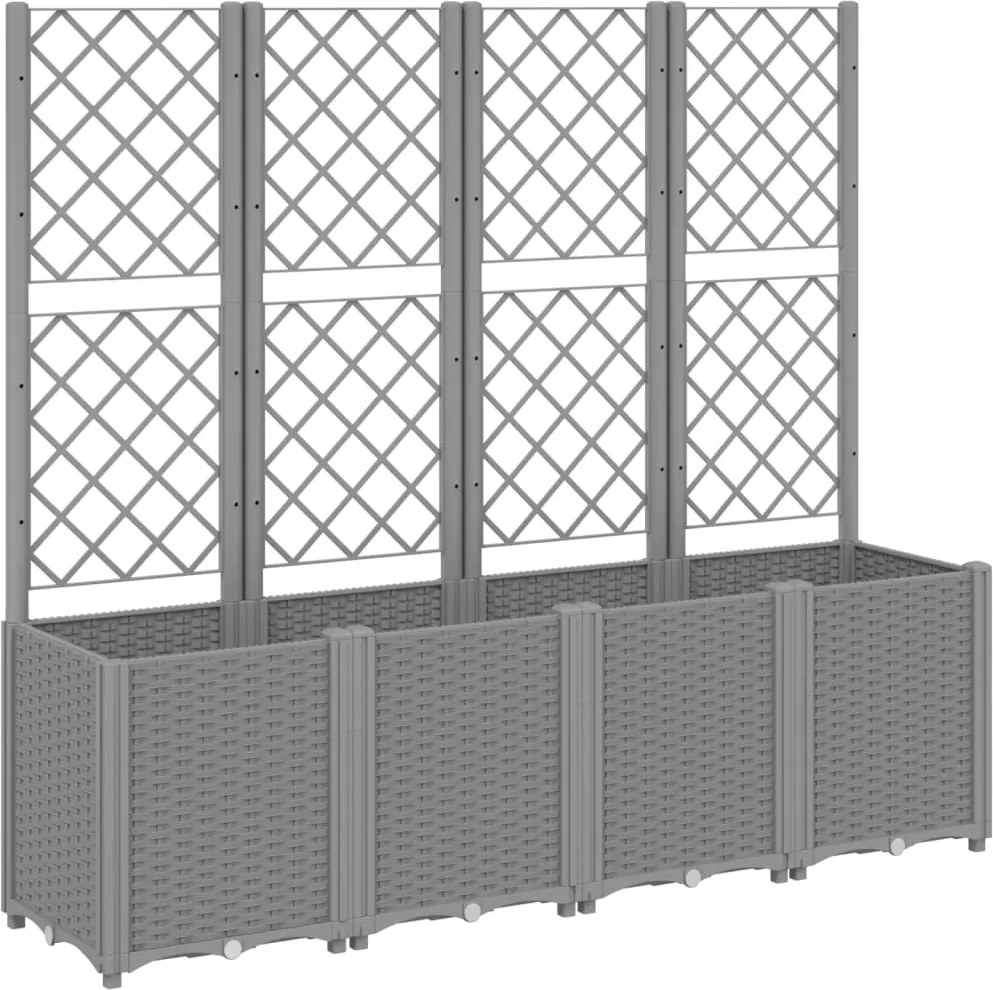 vidaXL világosszürke PP rácsos kerti ültetőláda 160 x 40 x 140 cm