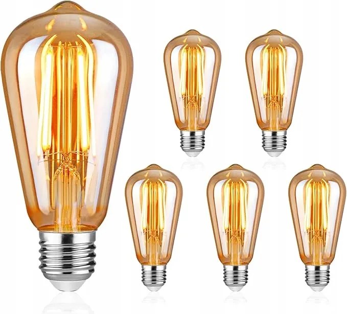 Led Izzók E27 Meleg Fehér 2500 K Vintage Izzó 6W 700LM KLL758 5 Db