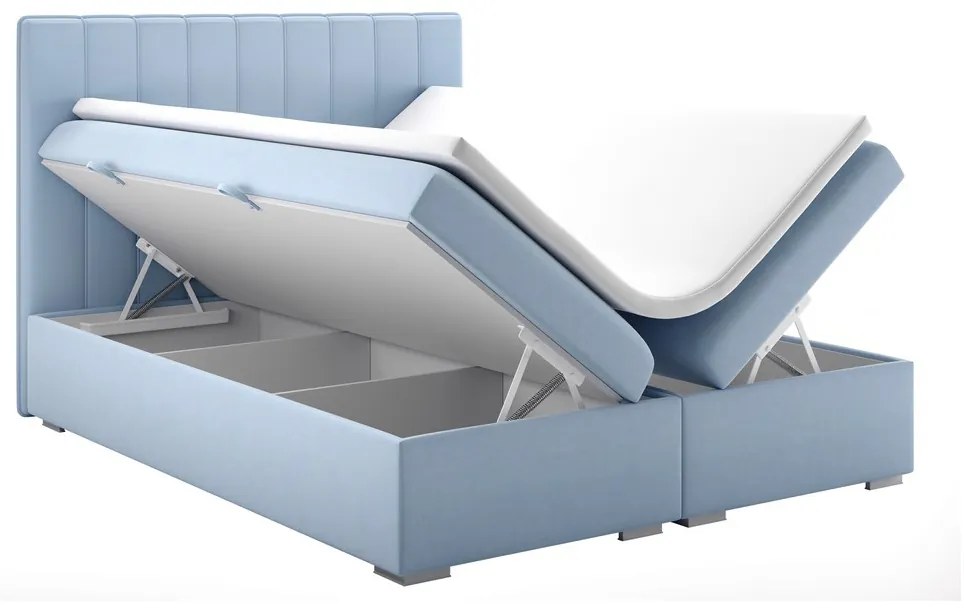 Franciaágy Boxspring 140 cm Ranaly (kék) (tárolóhellyel). Akció -17%. 1020353